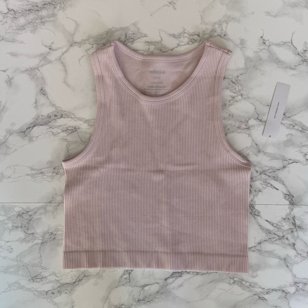 NWT Ododos Pink Cropped Ribbed Tank Top Women's Size XS/Small